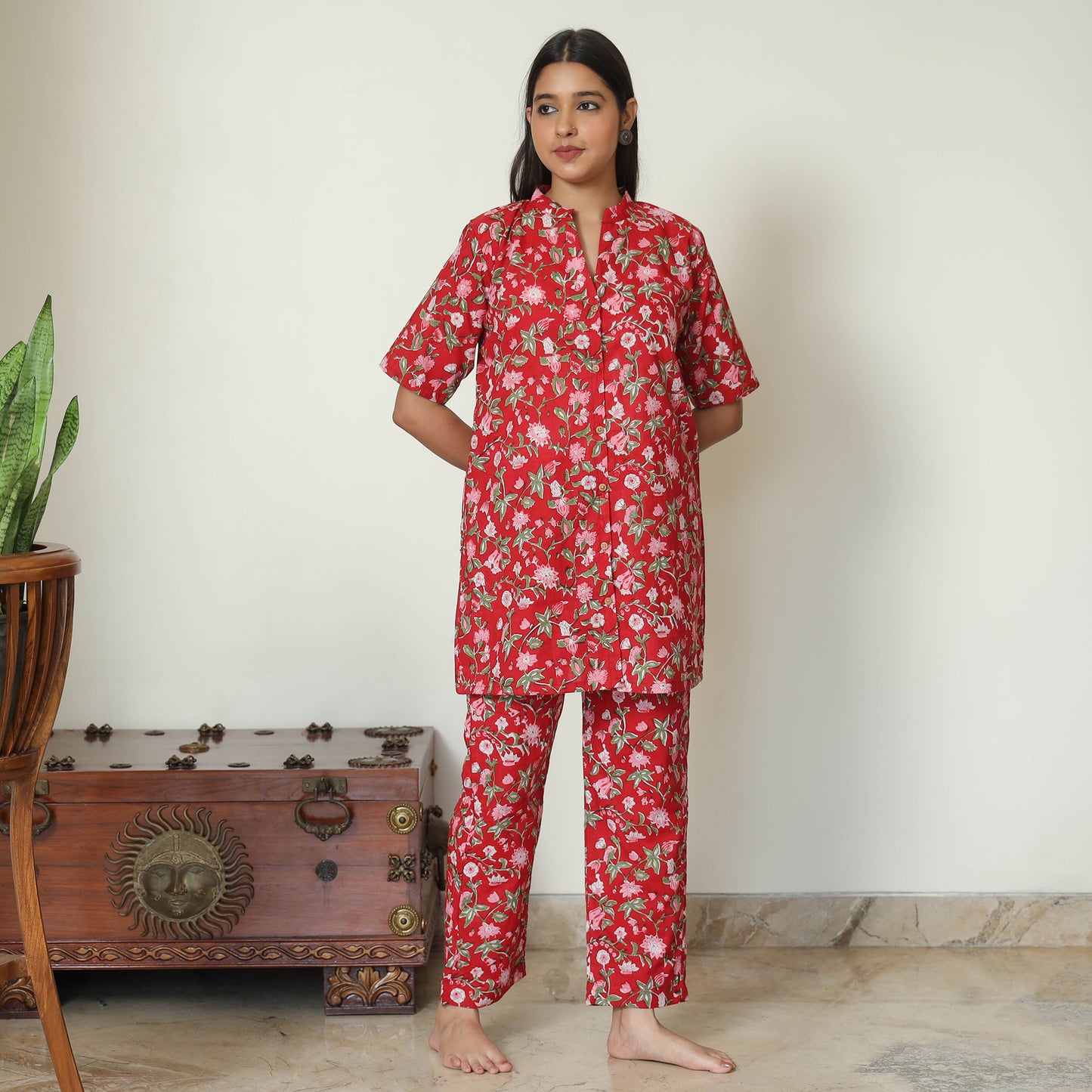 Buy Sanganeri Block Printed Cotton Night Suit Set 04 Online at iTokri.com