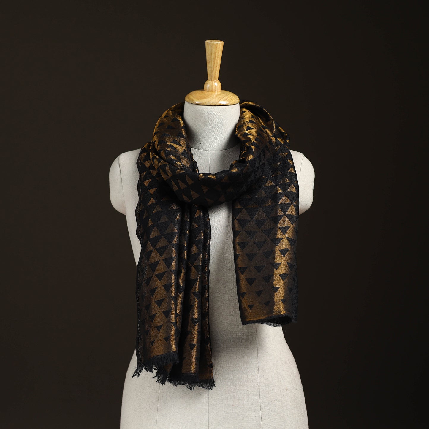 Pyramid Zari Weave Fine Wool Stole for Women 61