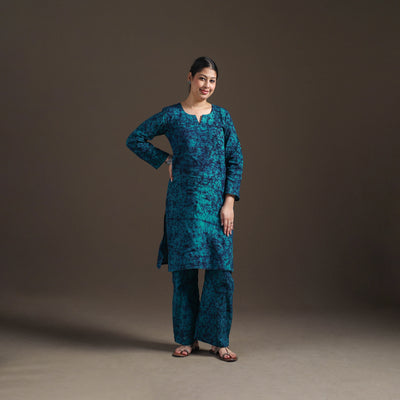 Hand Batik Print Cotton Straight Kurta with Palazzo Set for women 10