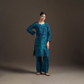 Hand Batik Print Cotton Straight Kurta with Palazzo Set for women 10
