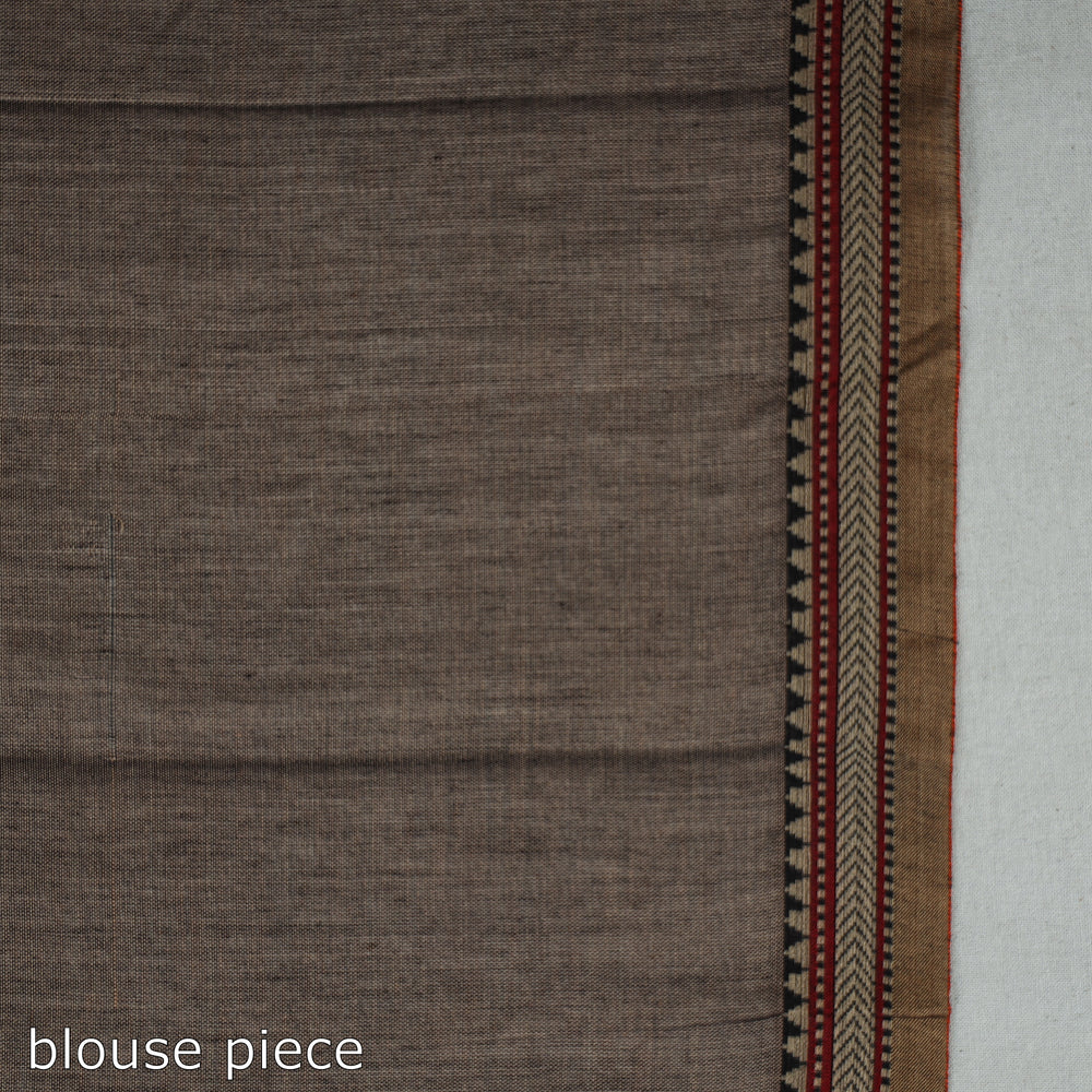 Brown - Dharwad Cotton Saree with Thread Border 03