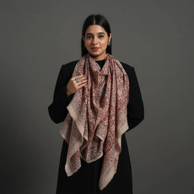 Red - pedana kalamkari wool stole 34 - handcrafted