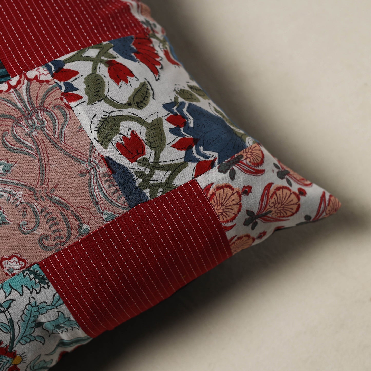 Handcrafted Patchwork Cushion Cover (16 x 16 in) 24
