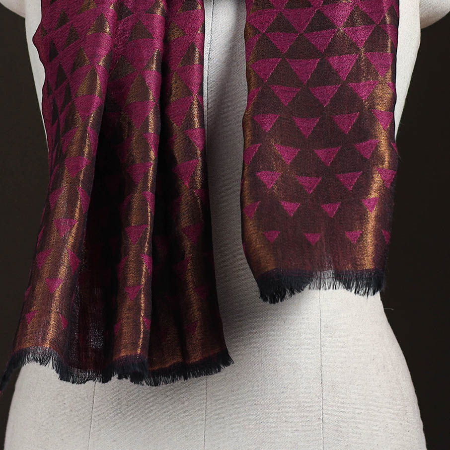 Pyramid Zari Weave Fine Wool Stole for Women 62