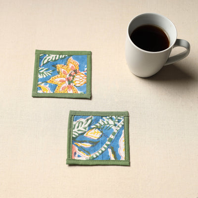 Blue Handmade Cotton Coasters (Set of 2)