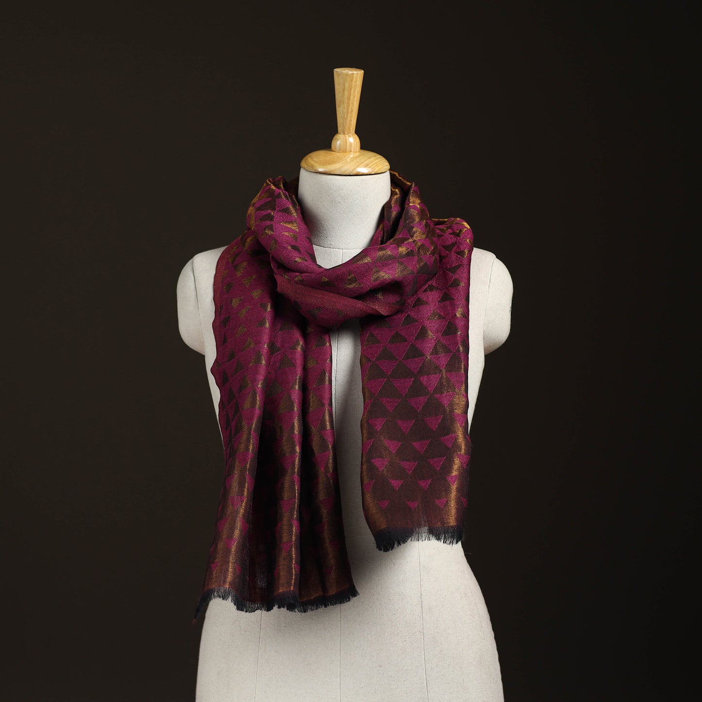 Pyramid Zari Weave Fine Wool Stole for Women 62