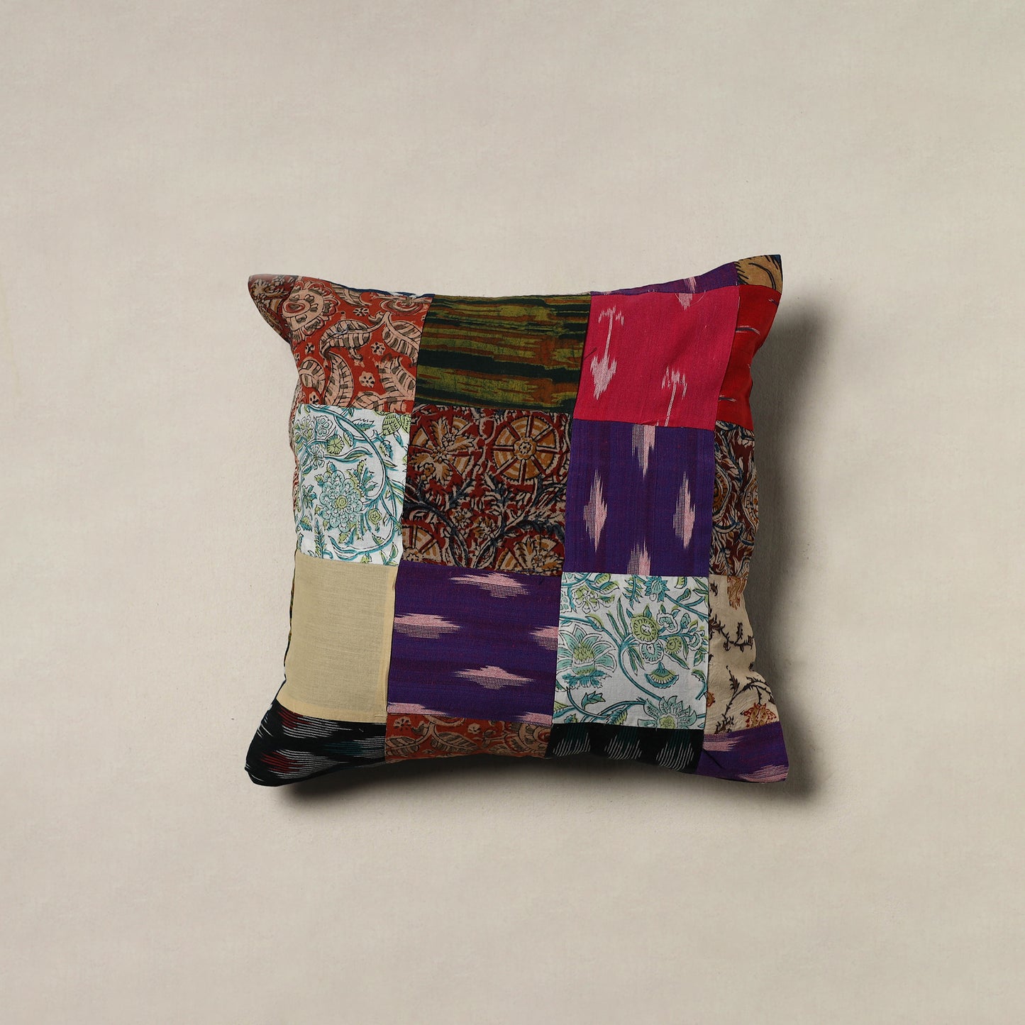 Handcrafted Patchwork Cushion Cover (16 x 16 in) 25