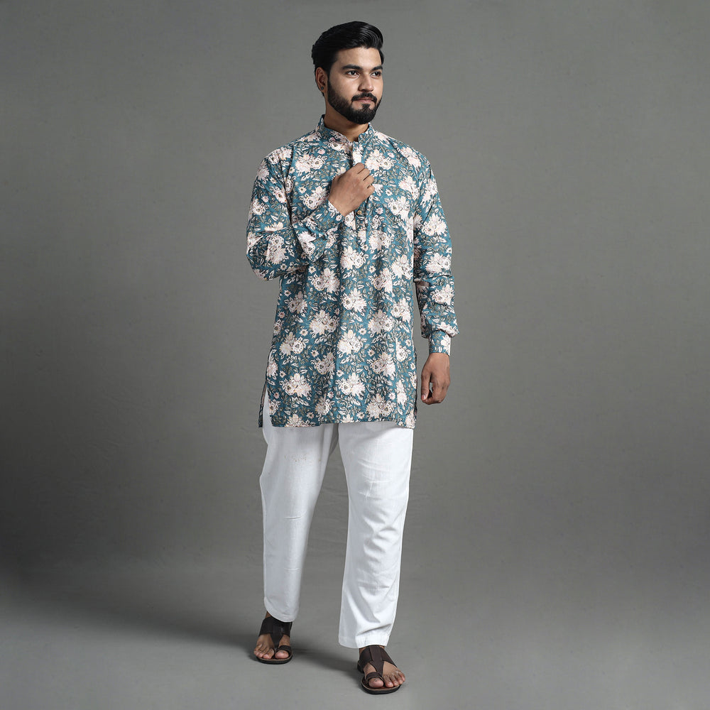 Block Print Cotton Sanganeri Kurta for Men (Short) 01