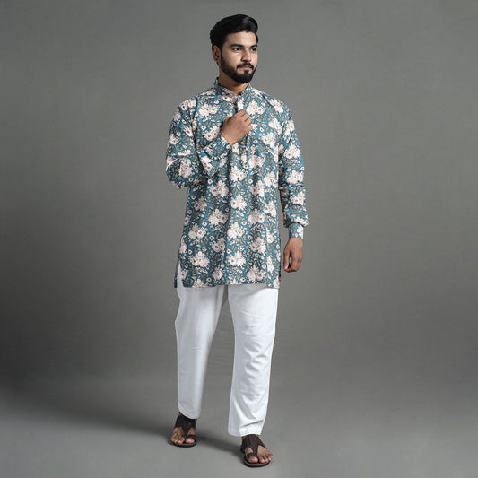 Block Print Cotton Sanganeri Kurta for Men (Short) 01