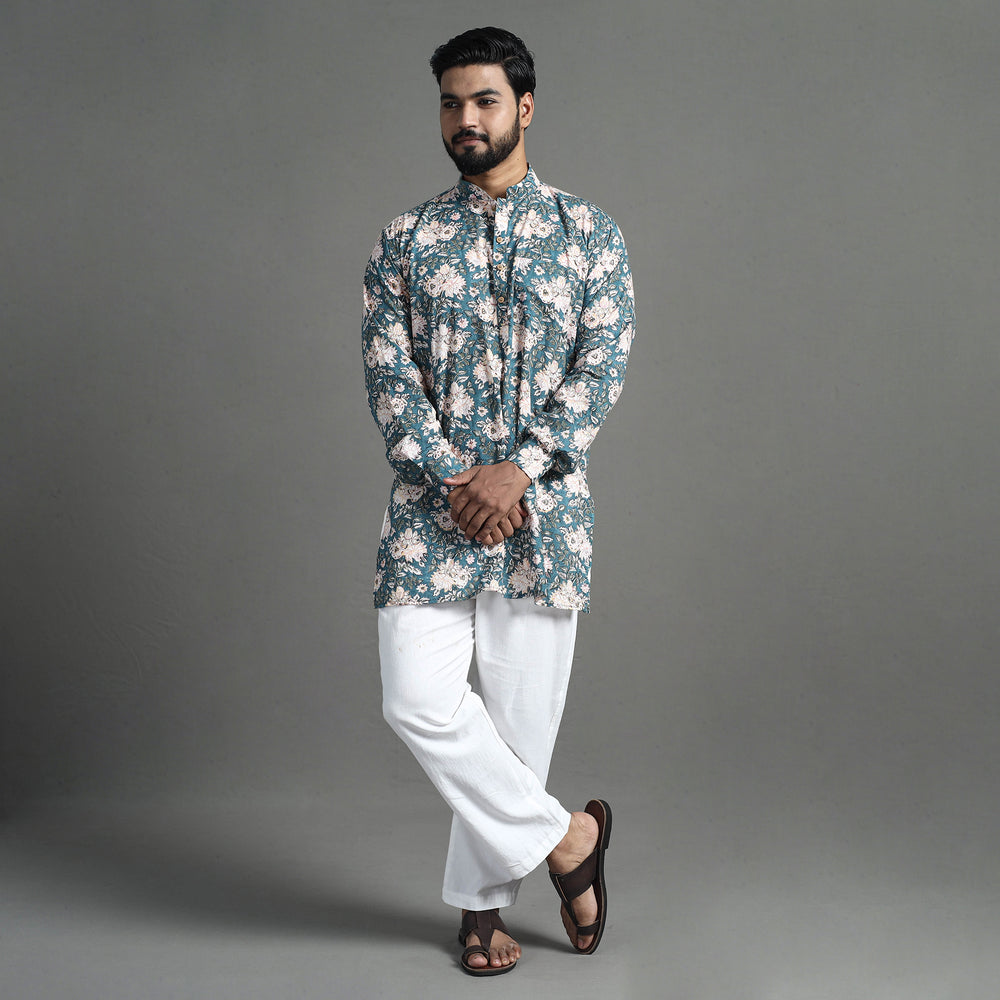 Block Print Cotton Sanganeri Kurta for Men (Short) 01