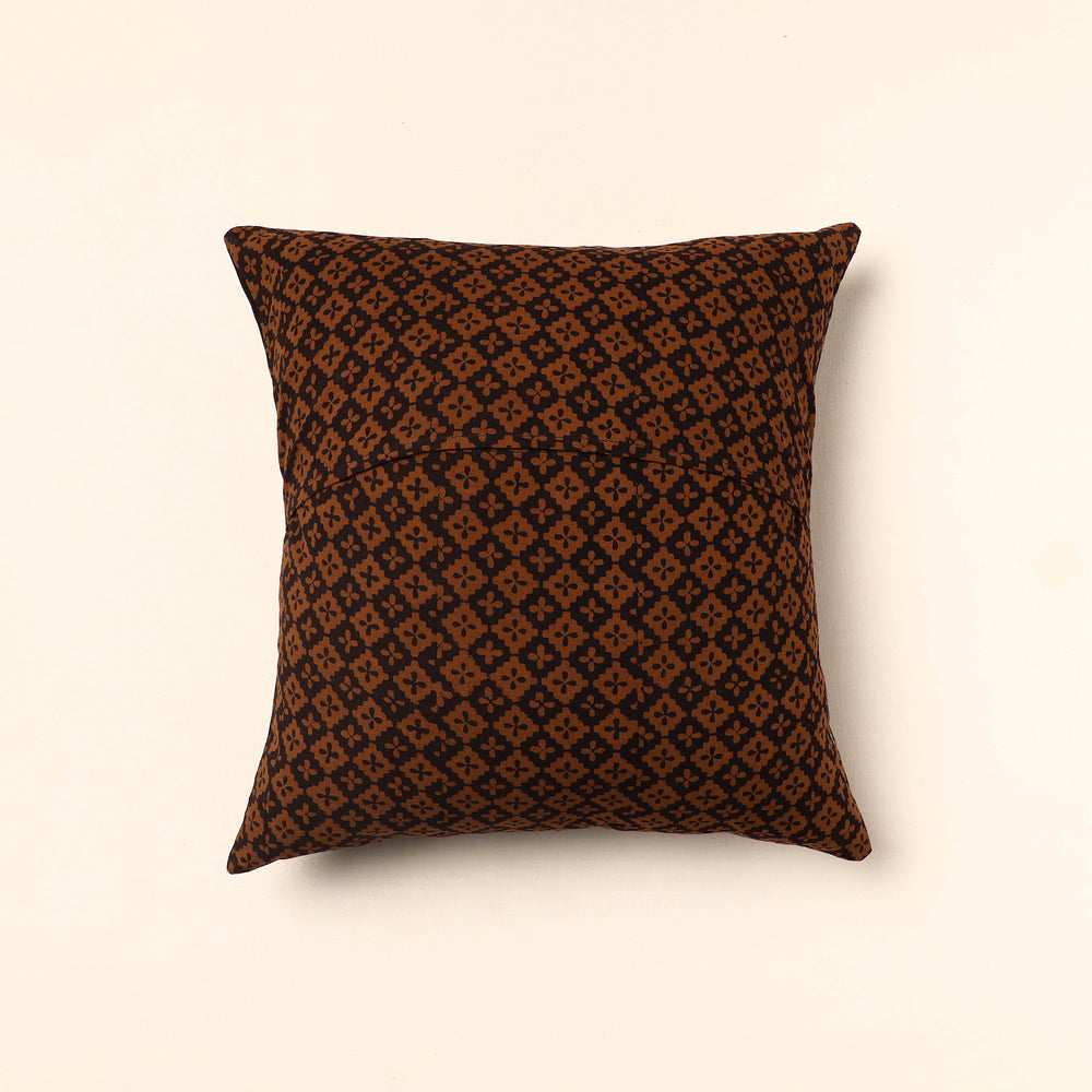 Brown - Bagh Block Printed Cotton Cushion Cover (16 x 16 in) 15