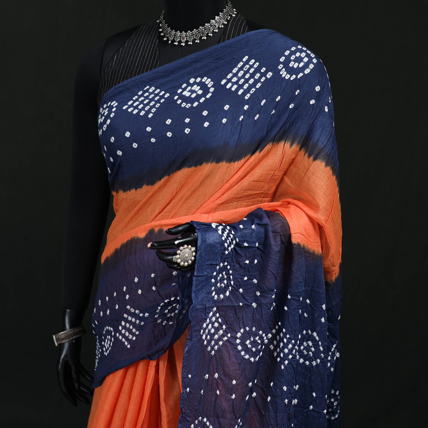 Kutch Bandhani Tie-Dye Cotton Saree 07