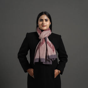 Brown - Bagh Hand Block Printed Merino Woollen Stole 40