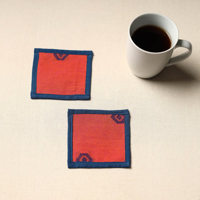 Red Handmade Cotton Coasters (Set of 2)
