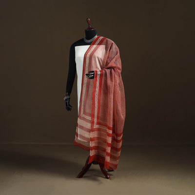 Bagru Hand Block Print Natural Dyed Kota Doria Cotton Dupatta 01