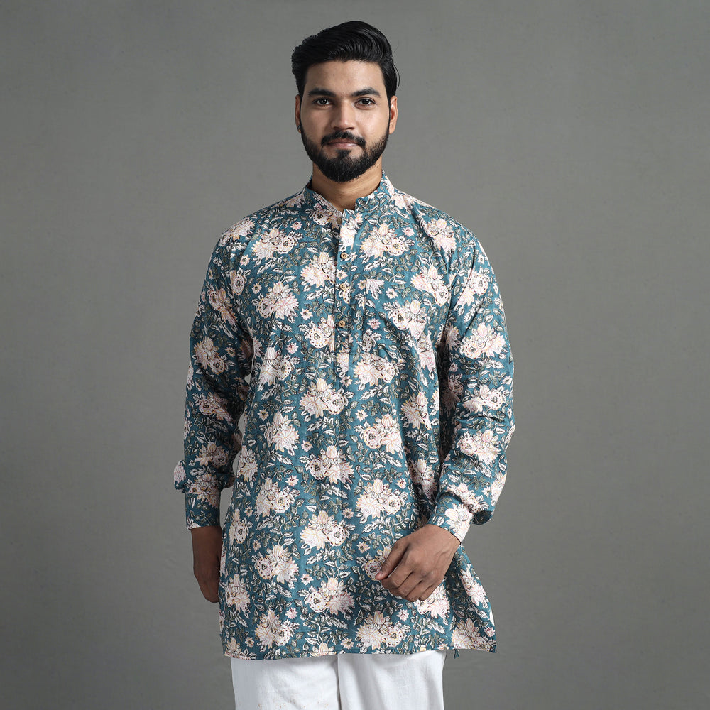 Block Print Cotton Sanganeri Kurta for Men (Short) 01