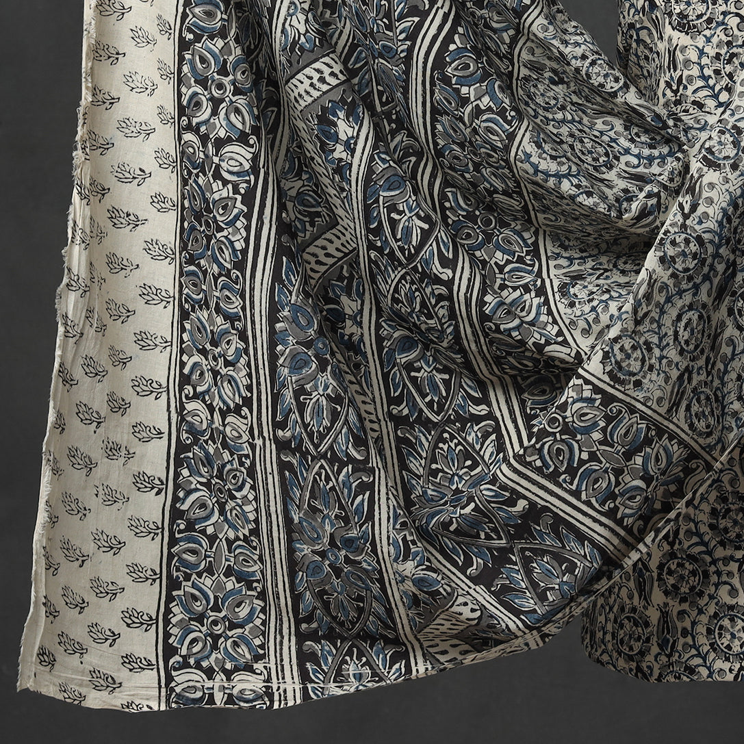 Black - 2pc Pedana Kalamkari Block Printed Cotton Suit Material Set 08