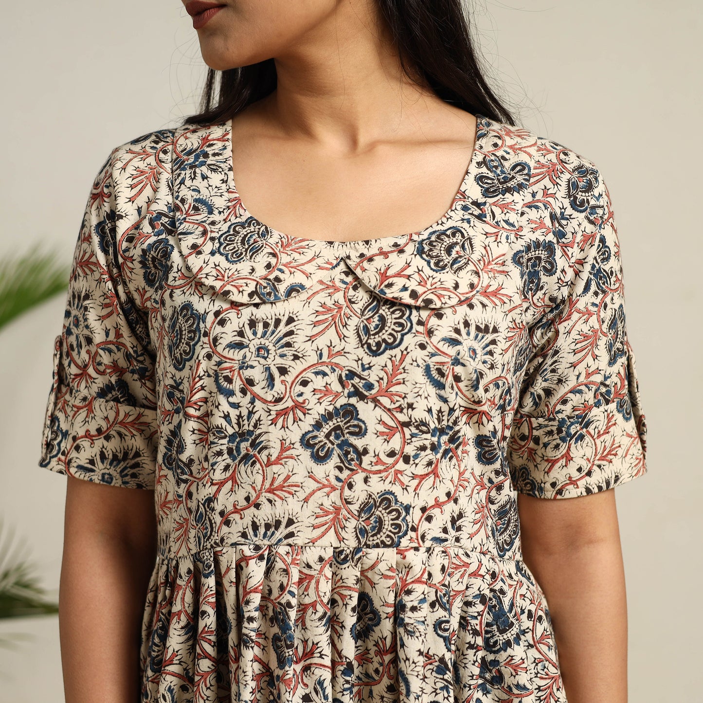 Pedana Block Print Cotton Flared Kalamkari Dress 10