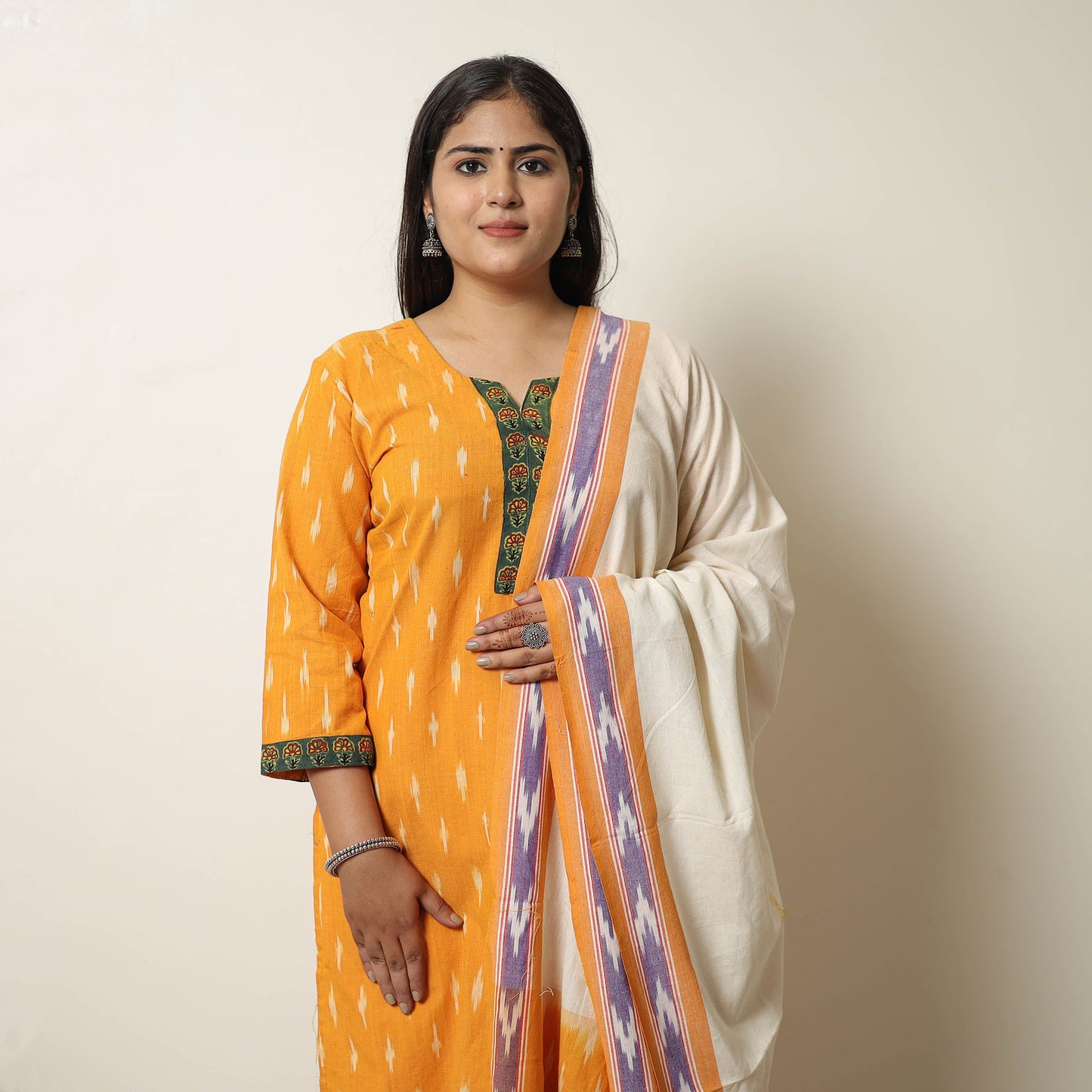 Handloom Cotton Pochampally Ikat Kurta Set 14