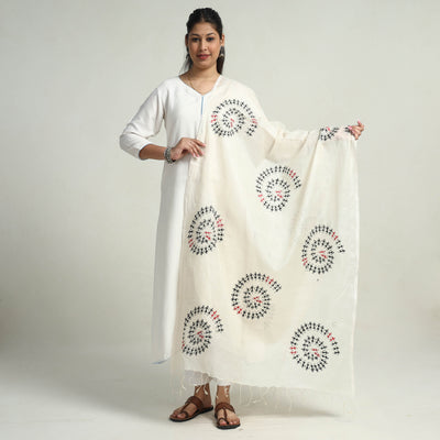 Bengal Kantha Hand Embroidery Tussar Silk Handloom Dupatta 02