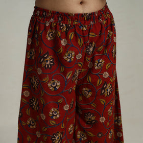 Red - Flared Cotton Block Print Kalamkari Kurta Set 09