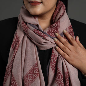 Brown - Bagh Hand Block Printed Merino Woollen Stole 40