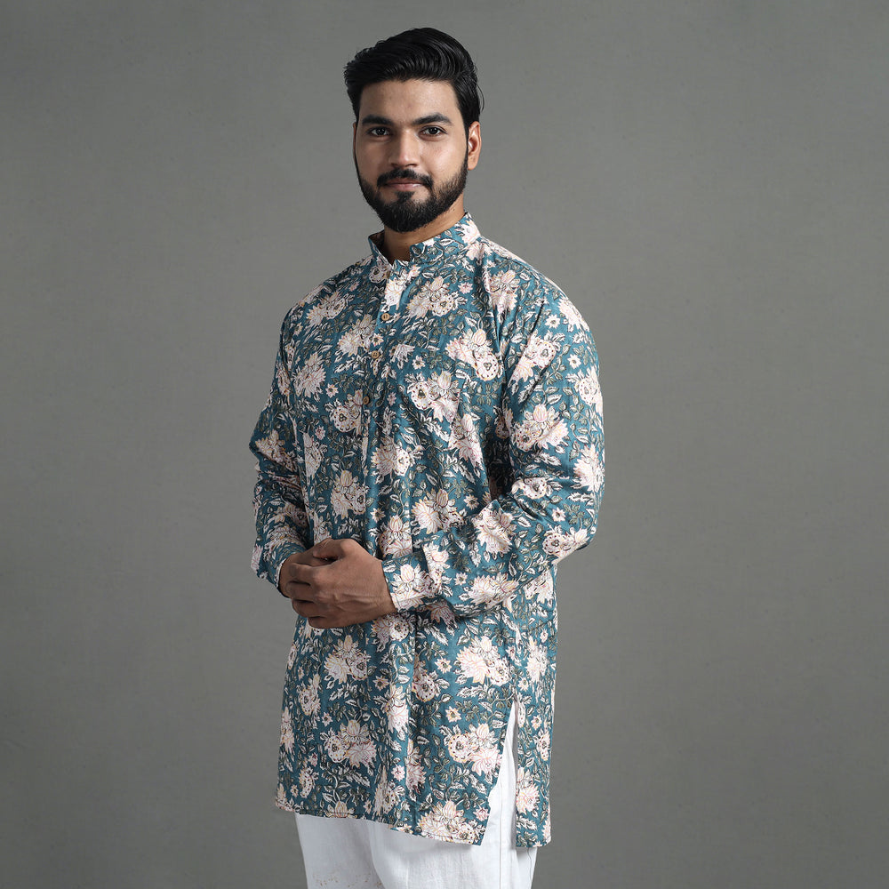 Block Print Cotton Sanganeri Kurta for Men (Short) 01