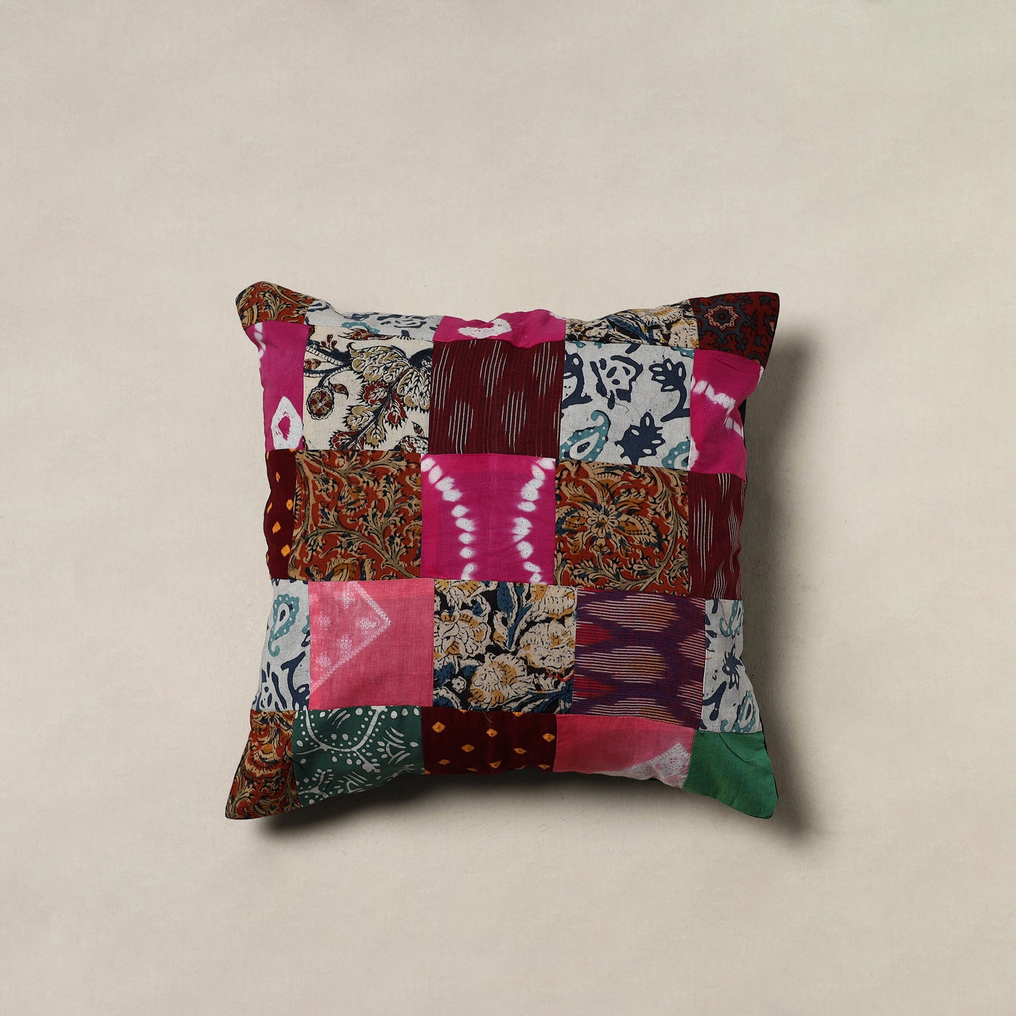 Handcrafted Patchwork Cushion Cover (16 x 16 in) 27