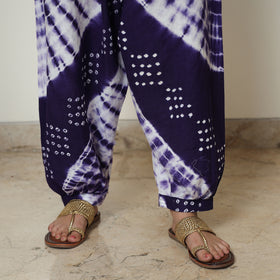 Blue - Bandhani Tie-Dye Cotton Kurta with Afghani Salwar & Dupatta Set 03