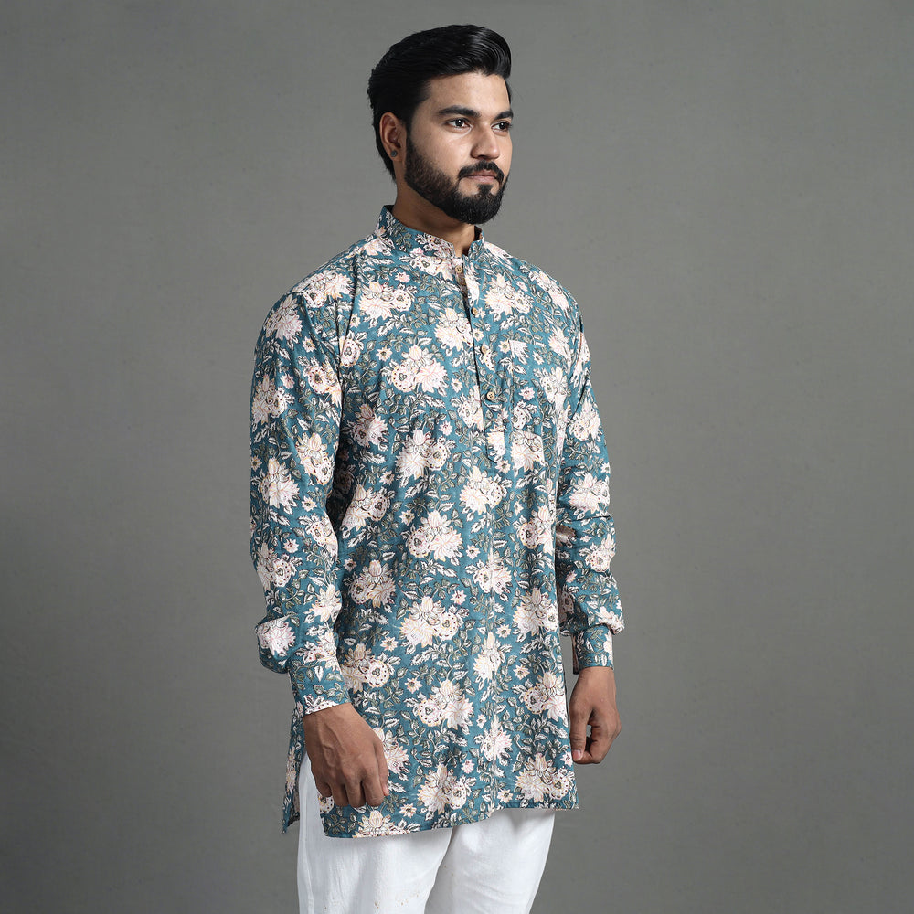 Block Print Cotton Sanganeri Kurta for Men (Short) 01