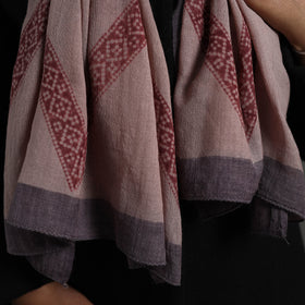 Brown - Bagh Hand Block Printed Merino Woollen Stole 40