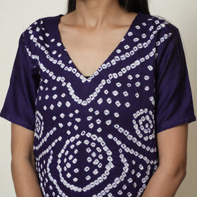 Blue - Bandhani Tie-Dye Cotton Kurta with Afghani Salwar & Dupatta Set 03