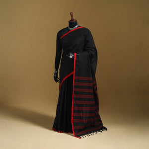 Black - Bengal Handwoven Cotton Begumpuri Saree 12