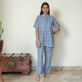 Blue - Sanganeri Block Printed Cotton Night Suit Set 08