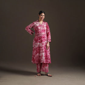 Hand Batik Print Cotton Straight Kurta with Palazzo Set for women 20