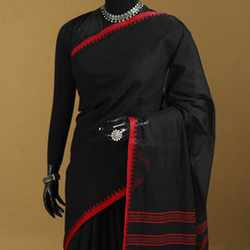 Black - Bengal Handwoven Cotton Begumpuri Saree 12