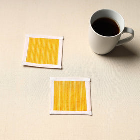 Yellow Handmade Cotton Coasters (Set of 2)