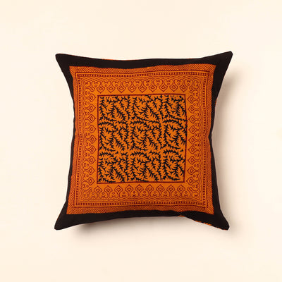 Orange - Bagh Block Printed Cotton Cushion Cover (16 x 16 in) 18