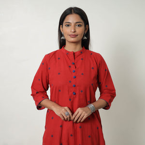 Pure Cotton A-Line Jacquard Kurta 03