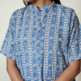 Blue - Sanganeri Block Printed Cotton Night Suit Set 08