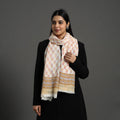 Yellow - pure wool sanganeri stole 11 - handcrafted
