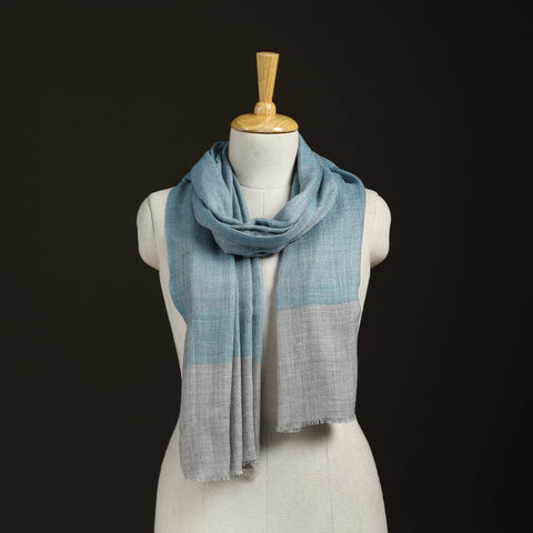 Blue - Plain Daimond Weave Fine Wool Stole for Women 66