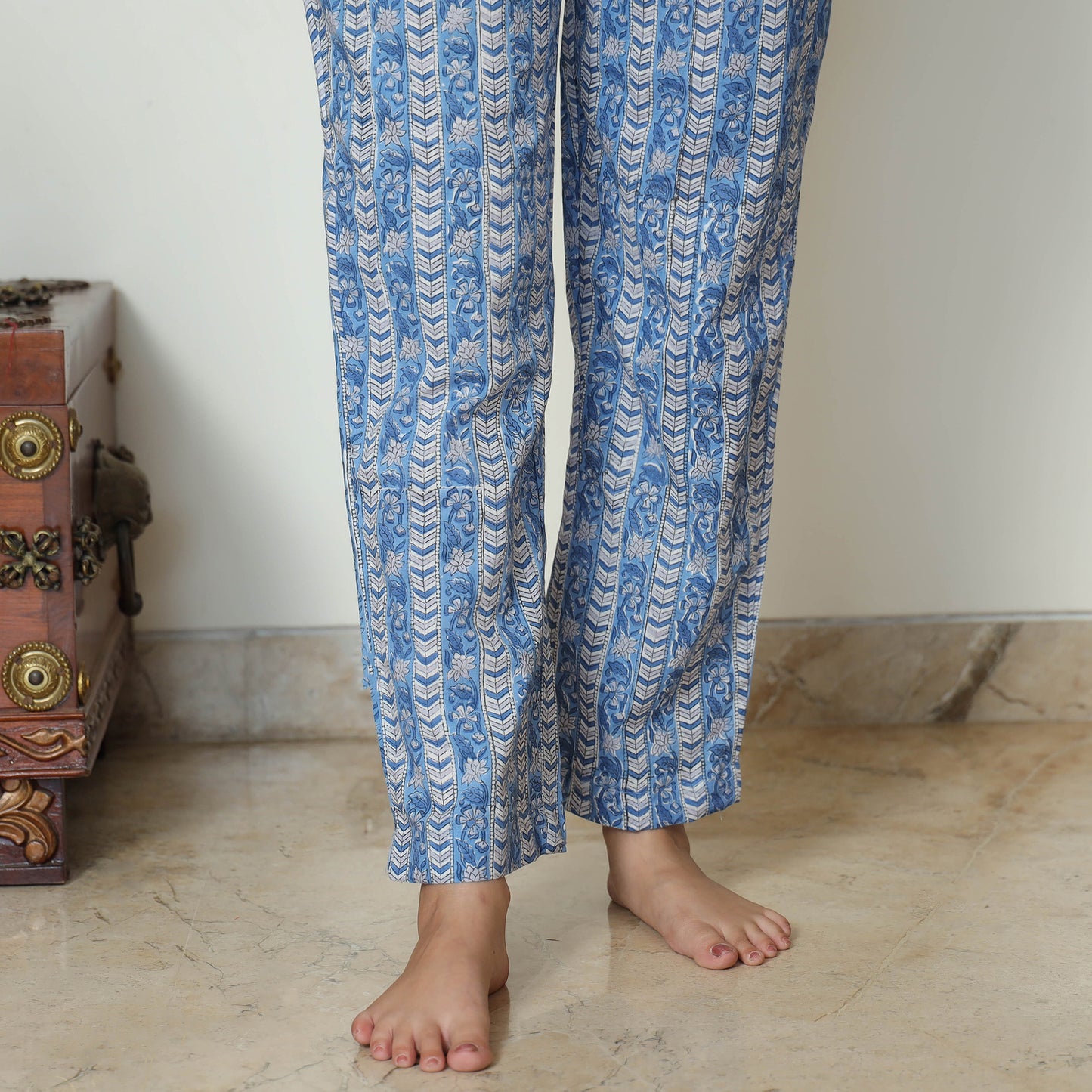 Blue - Sanganeri Block Printed Cotton Night Suit Set 08