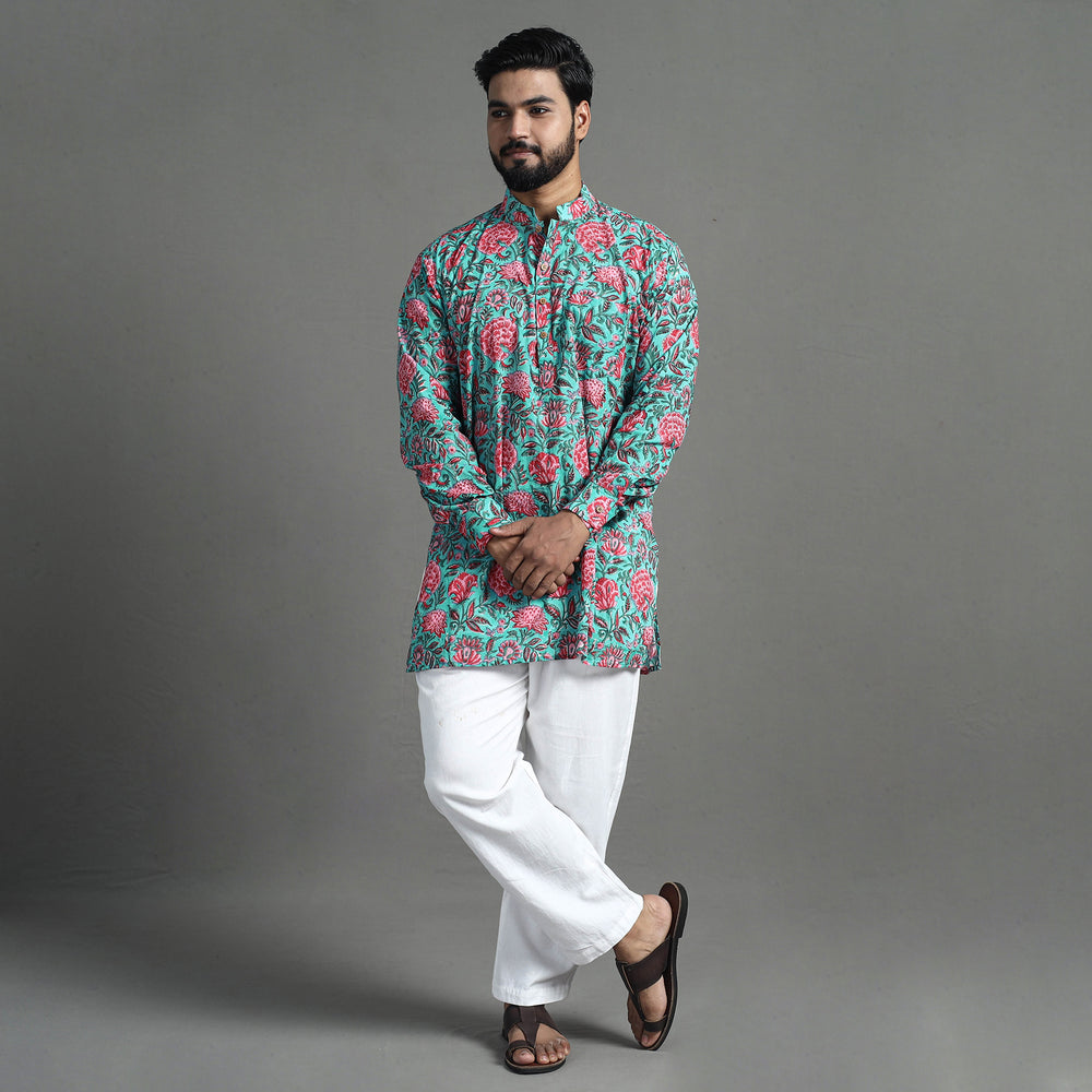 Block Print Cotton Sanganeri Kurta for Men (Short) 02