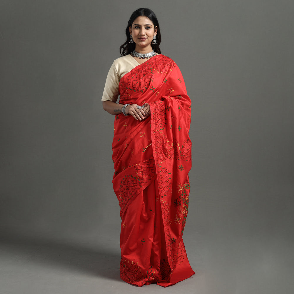 Kantha Embroidery Saree