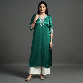  Navy Blue Modal Silk Hand Embroidered Long Kurta 