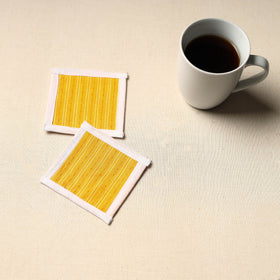 Yellow Handmade Cotton Coasters (Set of 2)