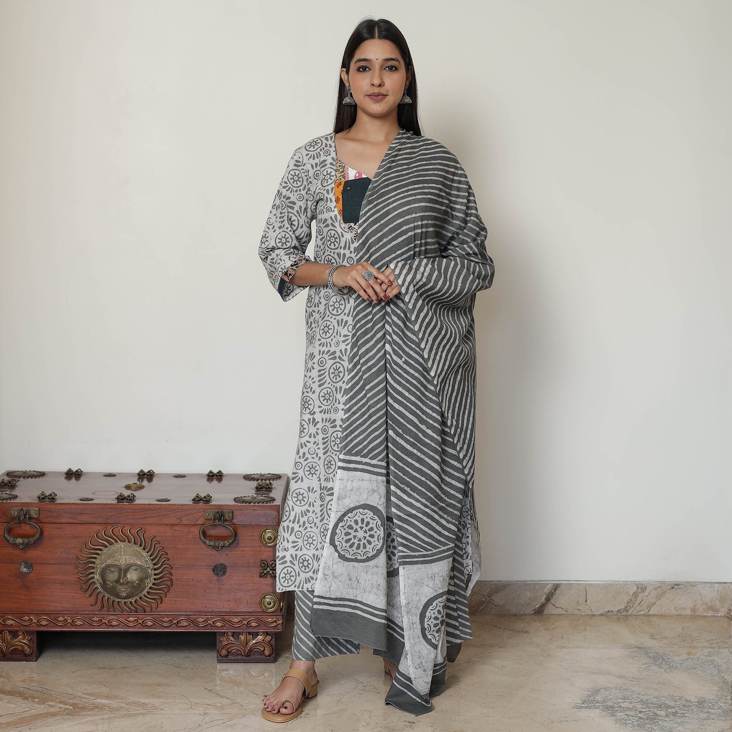 Batik Kurta with Palazzo & Dupatta Set