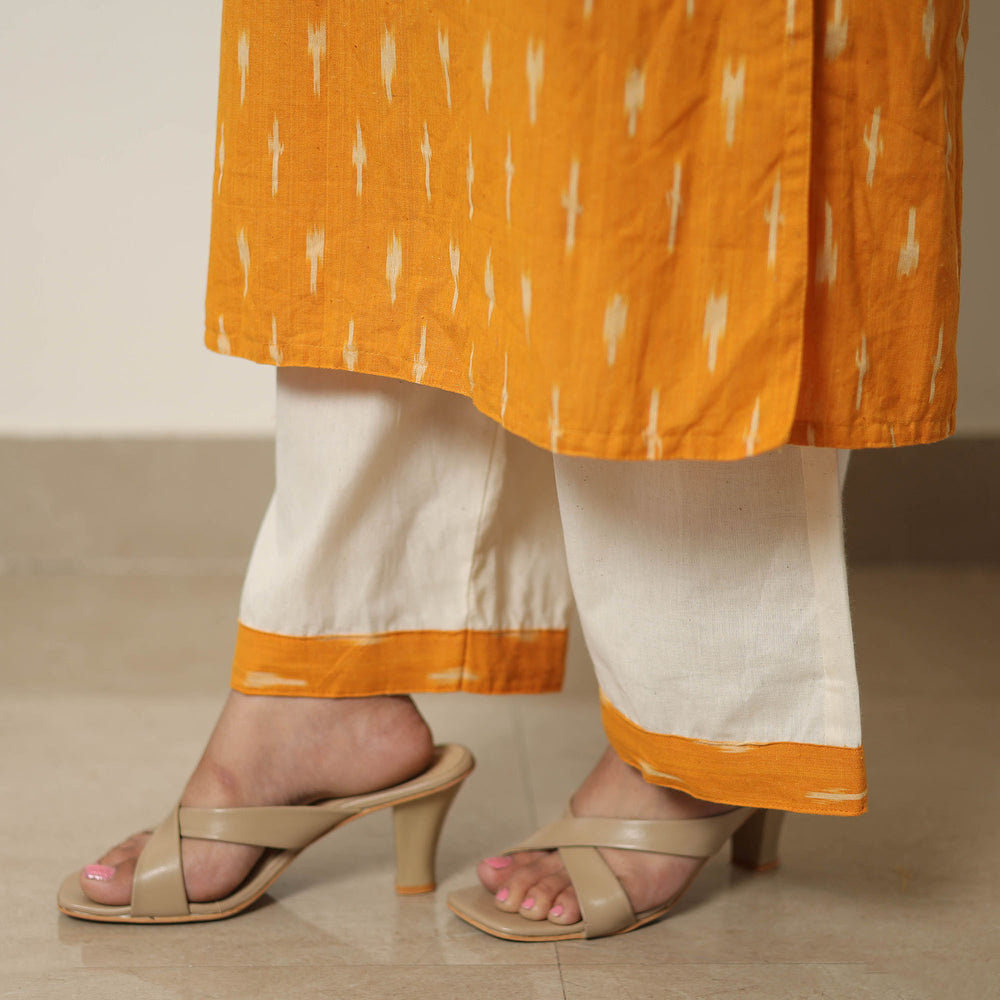 Orange - Handloom Cotton Pochampally Ikat Kurta Set 14