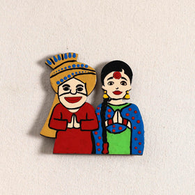 Punjabi Couple Handpainted Fridge Magnet 32